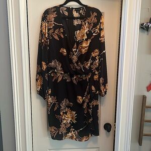 City Chic Navy and Gold floral dress, Size 20 W